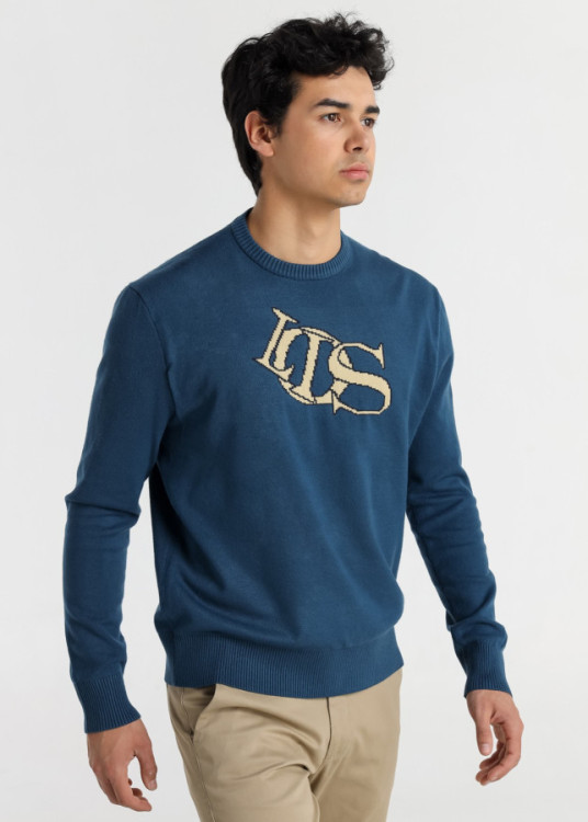 Jersey Cuello Redondo gráfica logo azul