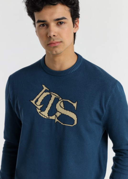 Jersey Cuello Redondo gráfica logo azul