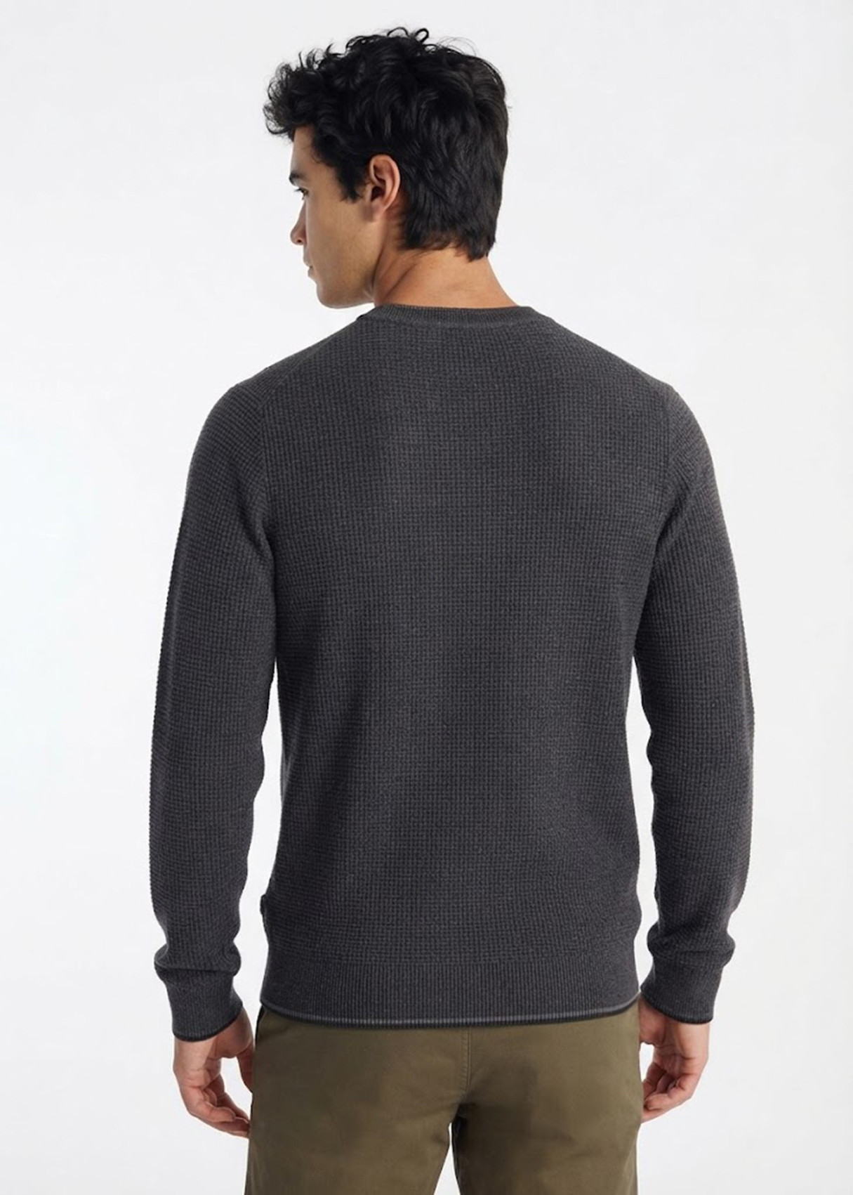 Jersey Cuello Redondo Textura Waffle gris