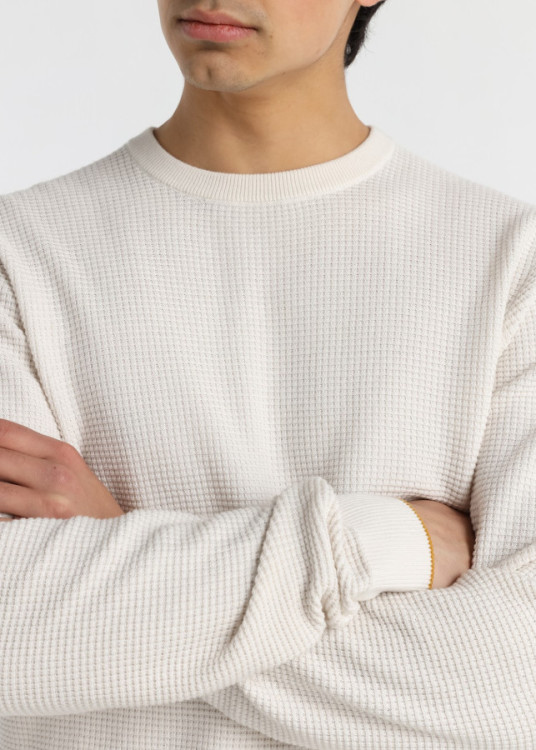 Jersey Cuello Redondo Textura Waffle blanco