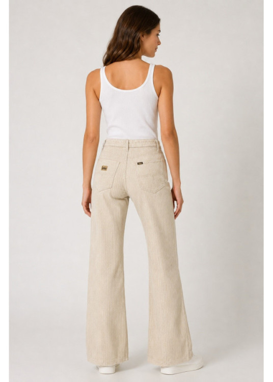 Pantalón bootcut Color Pana Bolsillos De Plastrón beige