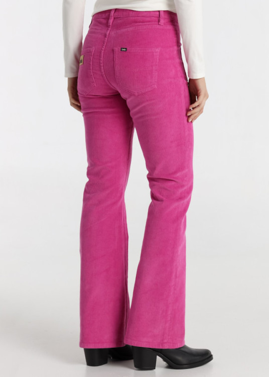 Pantalón Flare Pana Bolsillos De Plastrón rosa