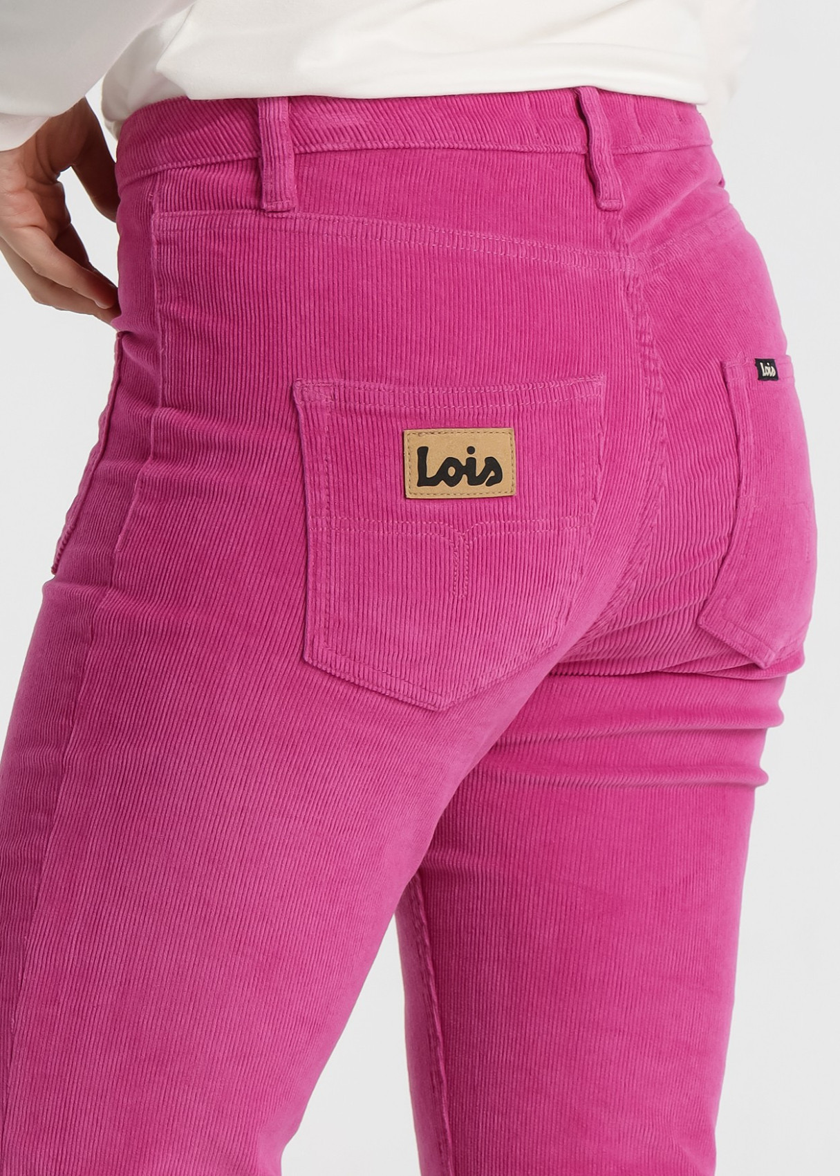 Pantalón Flare Pana Bolsillos De Plastrón rosa