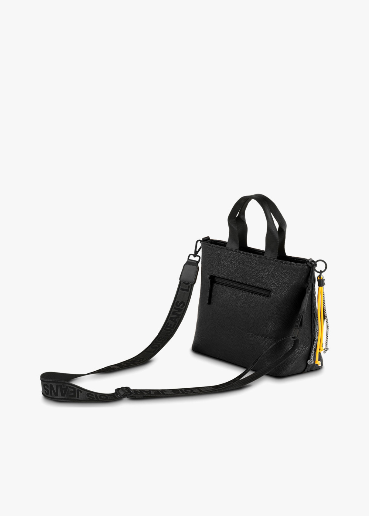 Bolso de Mano con Asa Regulable y Adorno Exterior Negro
