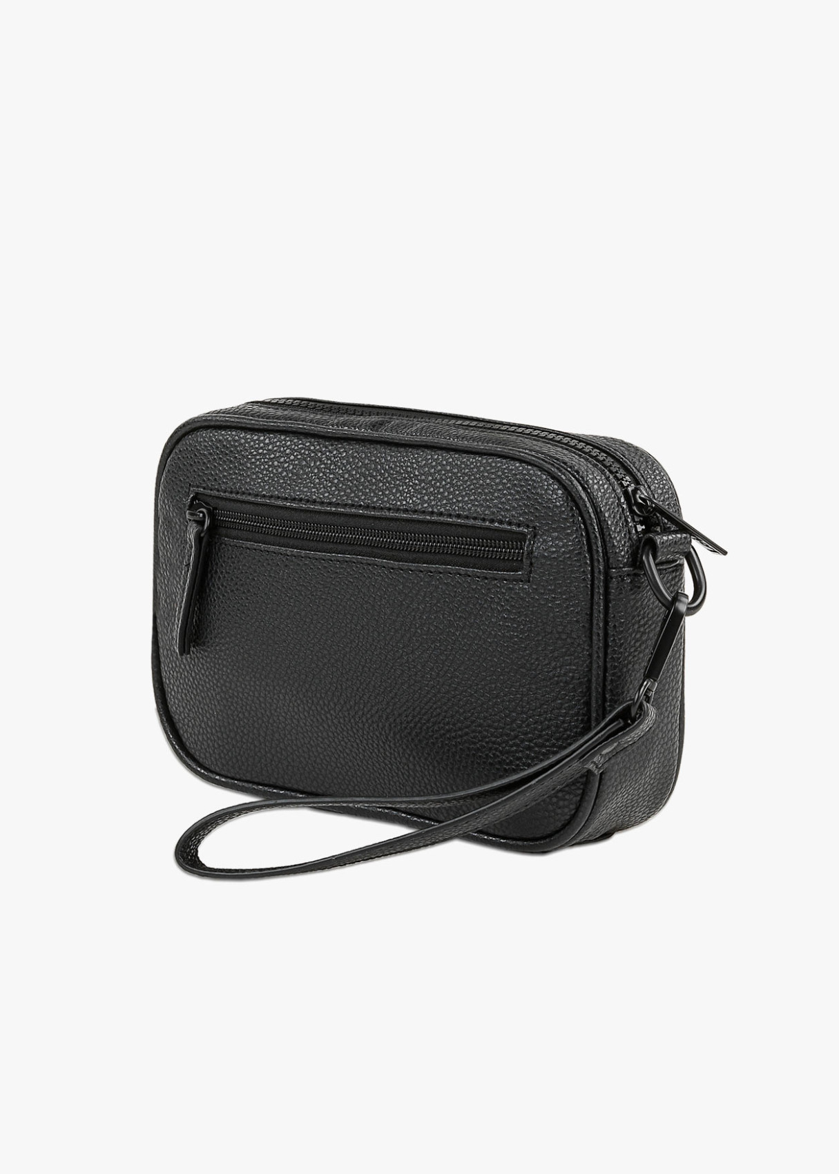Bolso de Mano con Asa Pequeña y Cierre de Cremallera negro