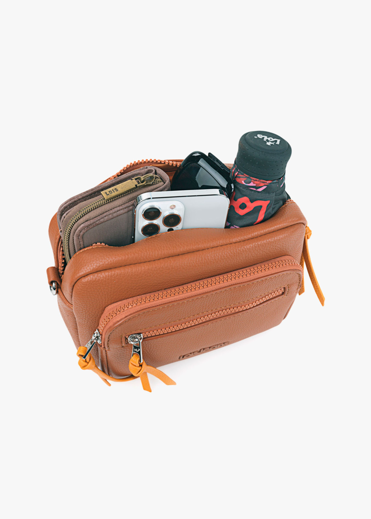 Bolso Bandolera Extraíble y Bolsillos con Adorno a Contraste Naranja