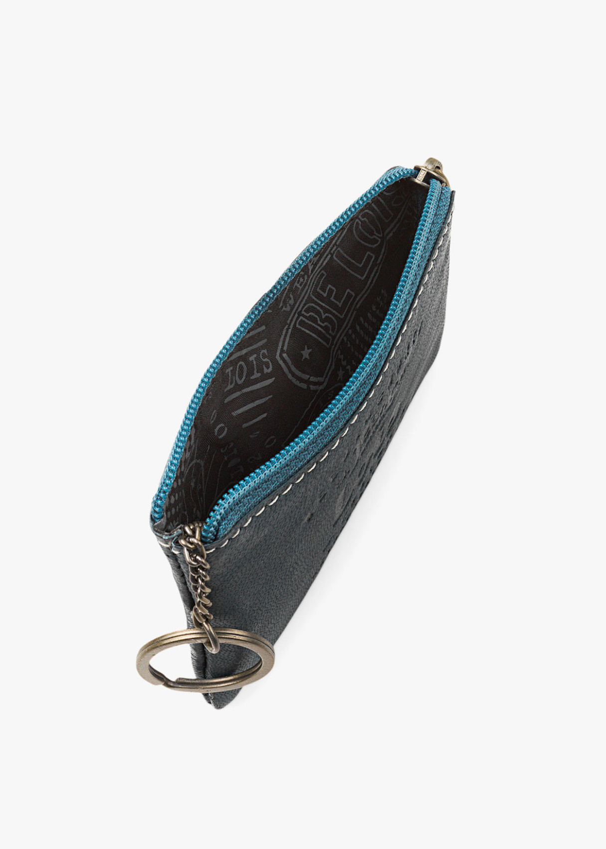 Monedero de cuero vintage azul