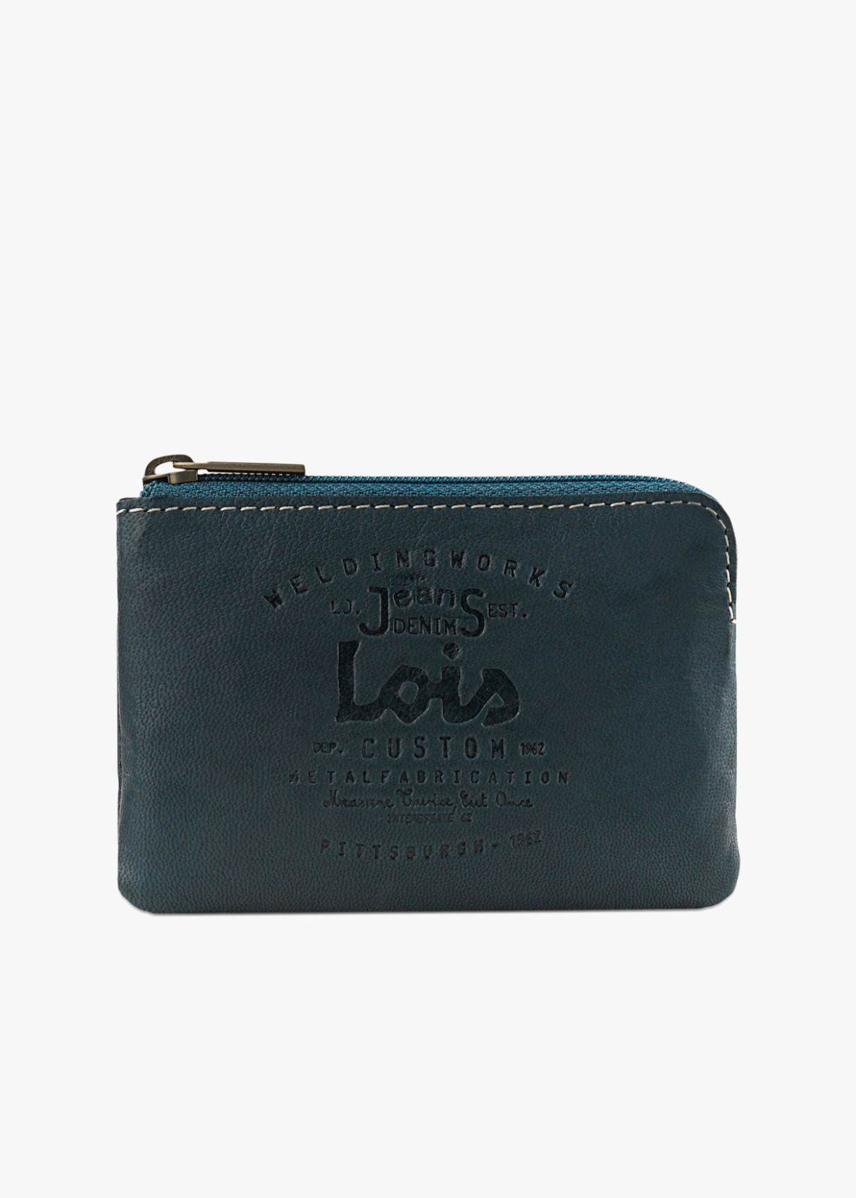 Monedero de cuero vintage azul