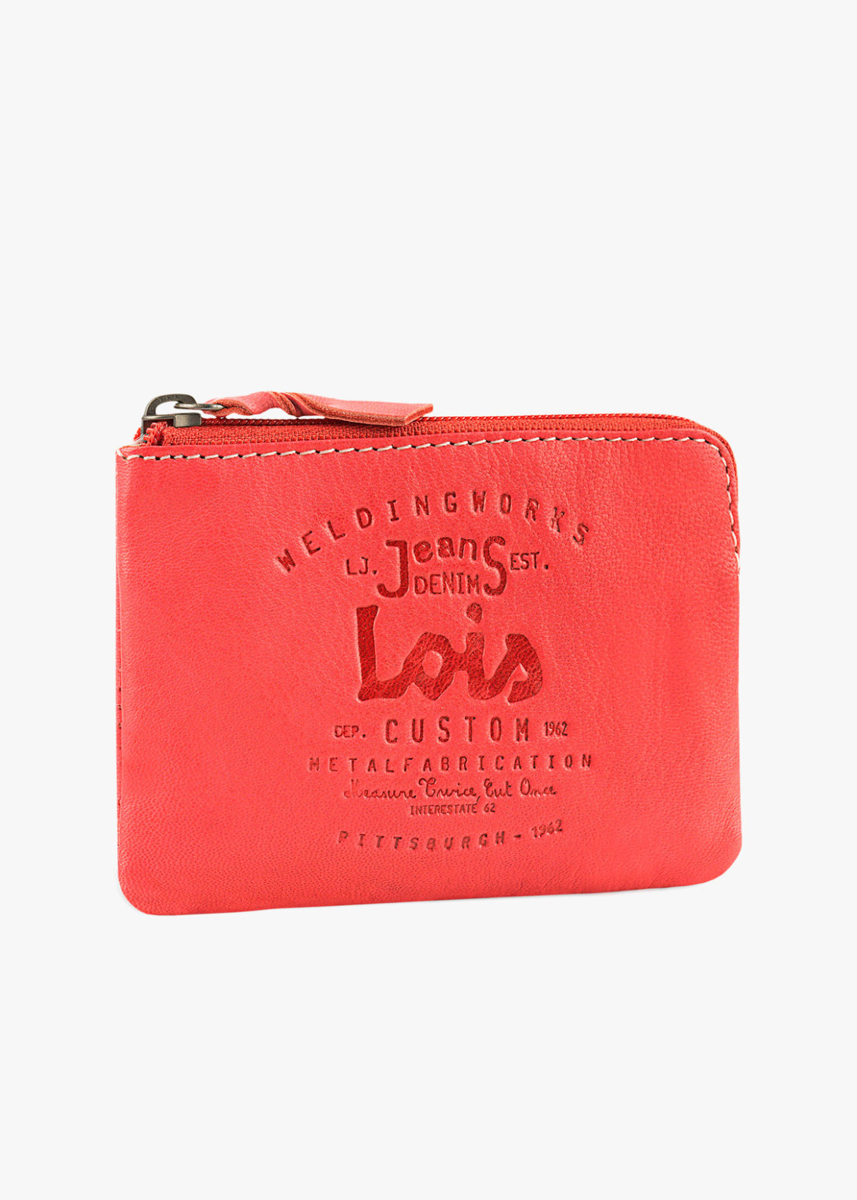 Monedero de cuero vintage rojo