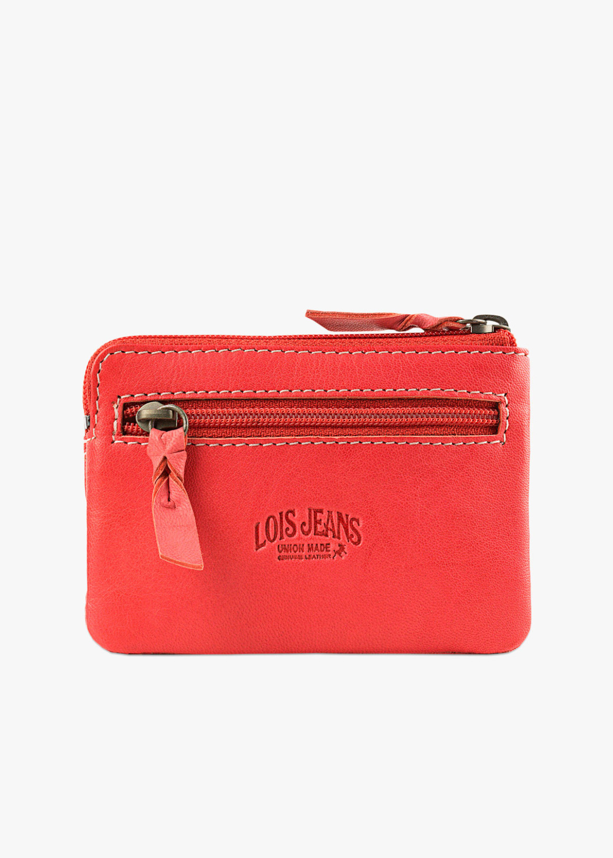Monedero de cuero vintage rojo