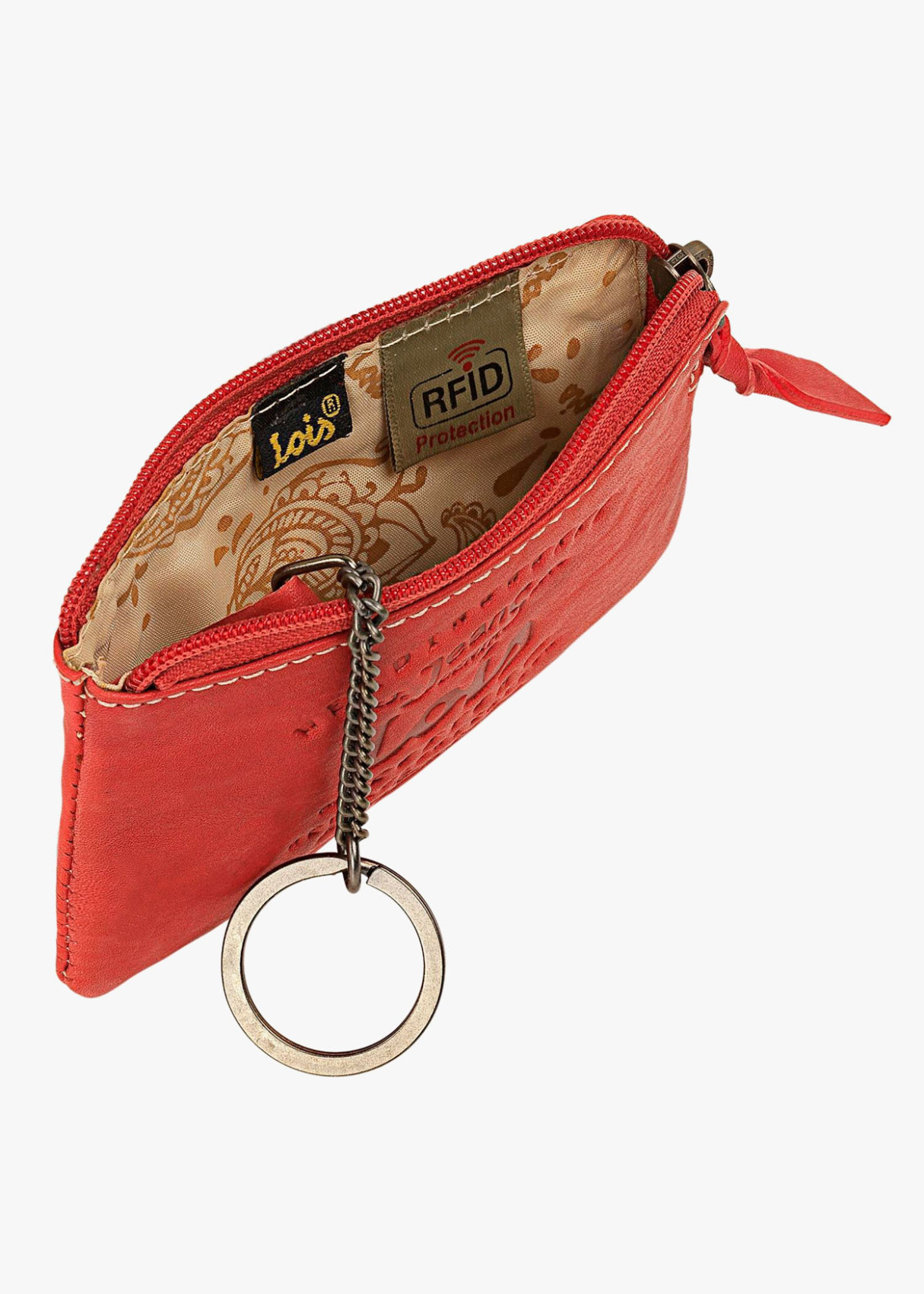 Monedero de cuero vintage rojo