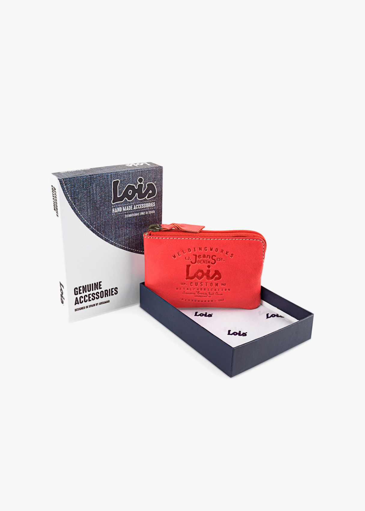 Monedero de cuero vintage rojo