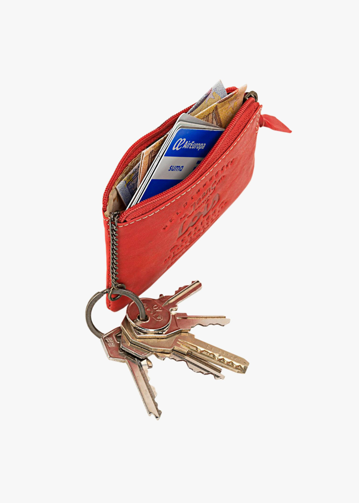 Monedero de cuero vintage rojo