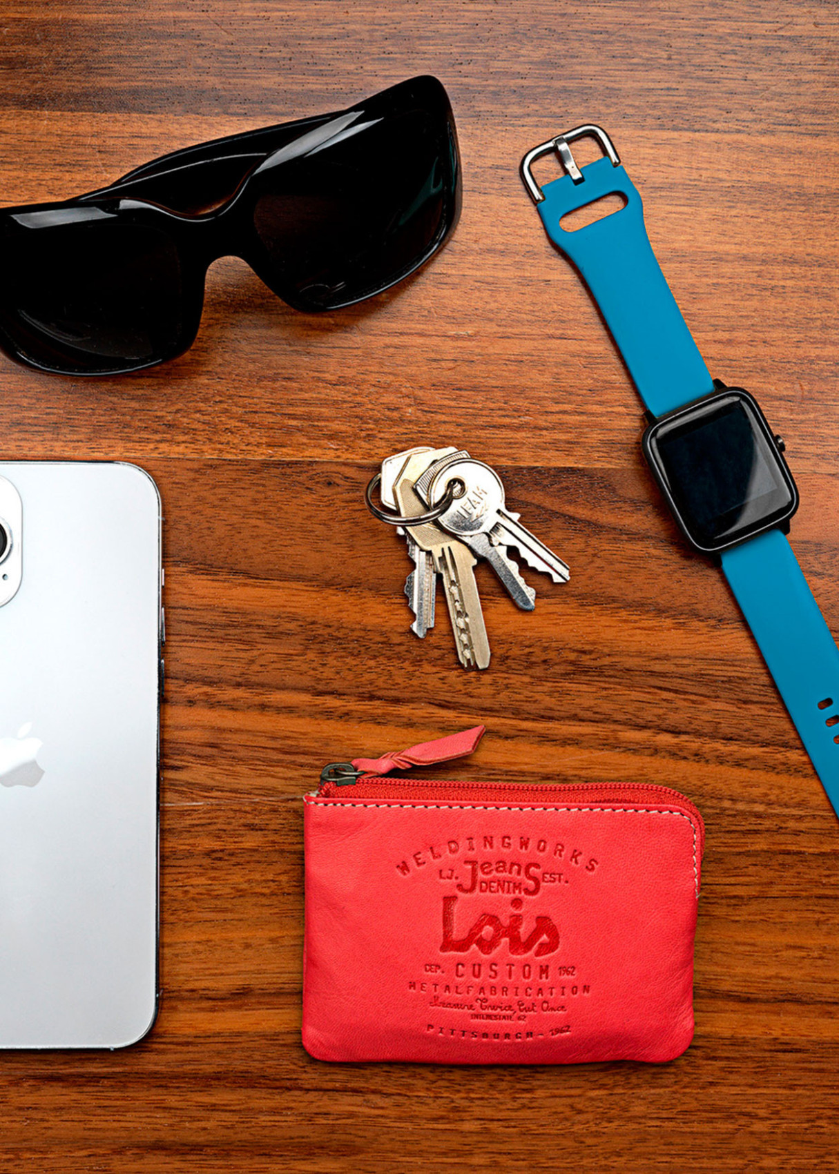 Monedero de cuero vintage rojo