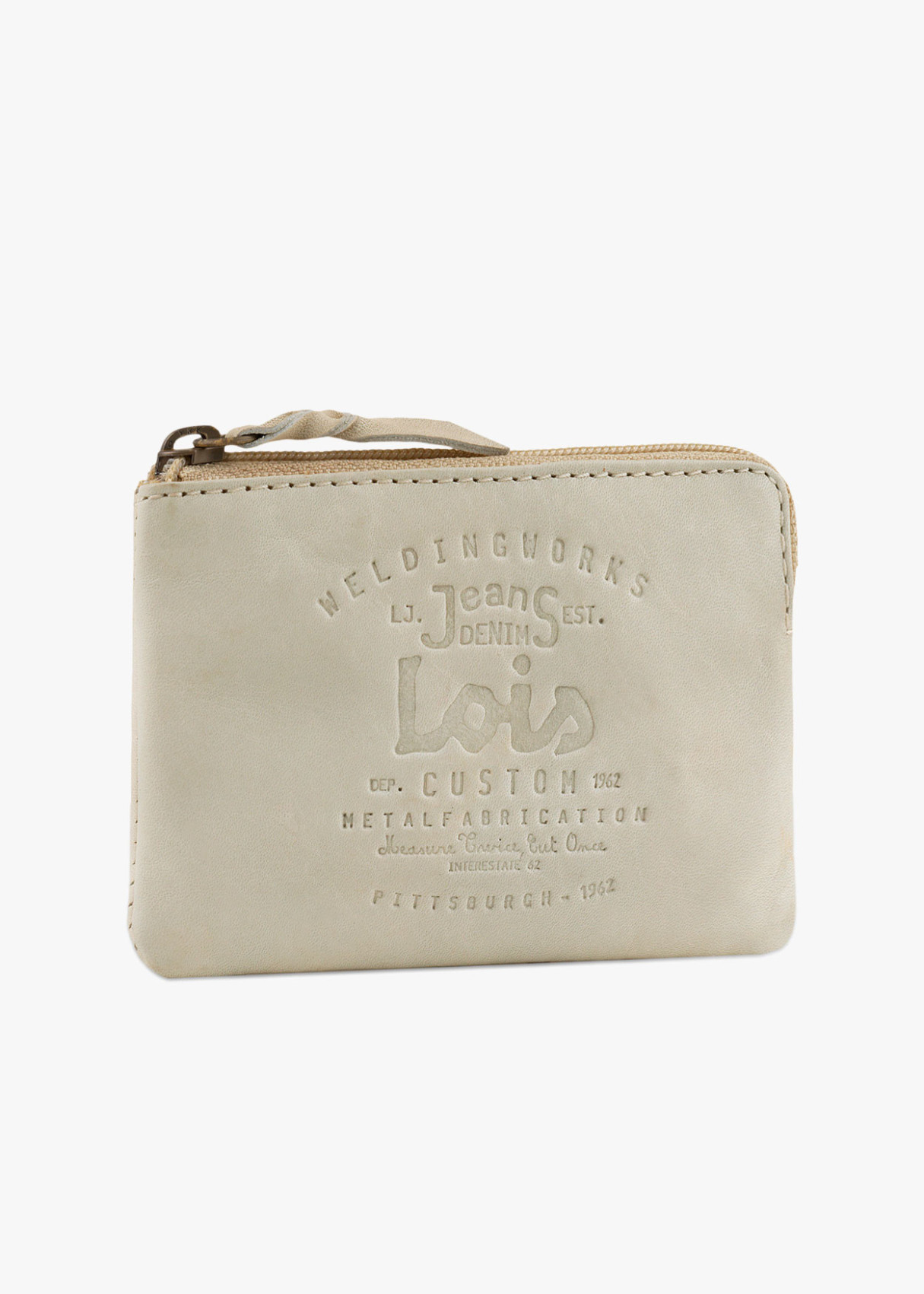 Monedero de cuero vintage beige