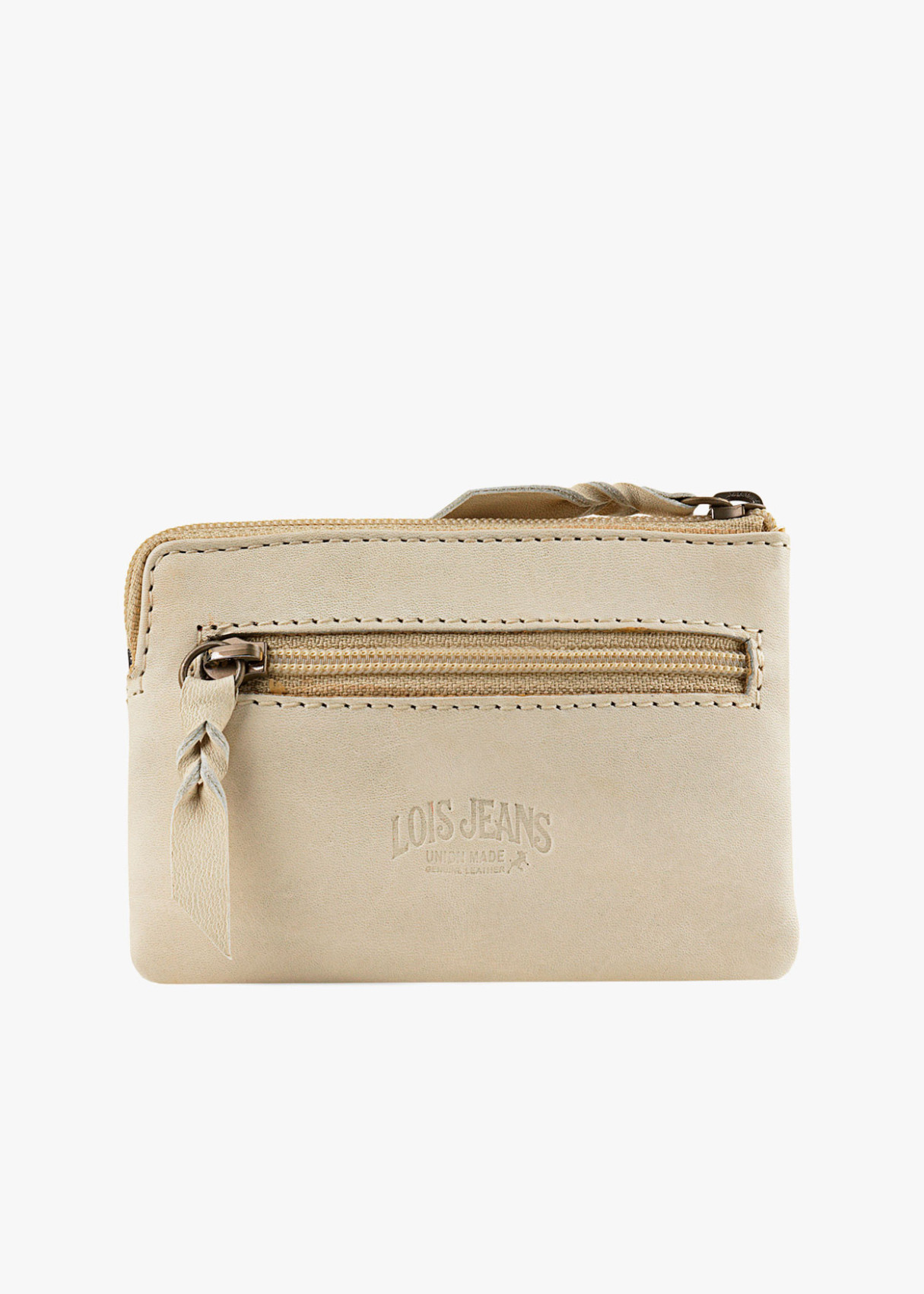 Monedero de cuero vintage beige