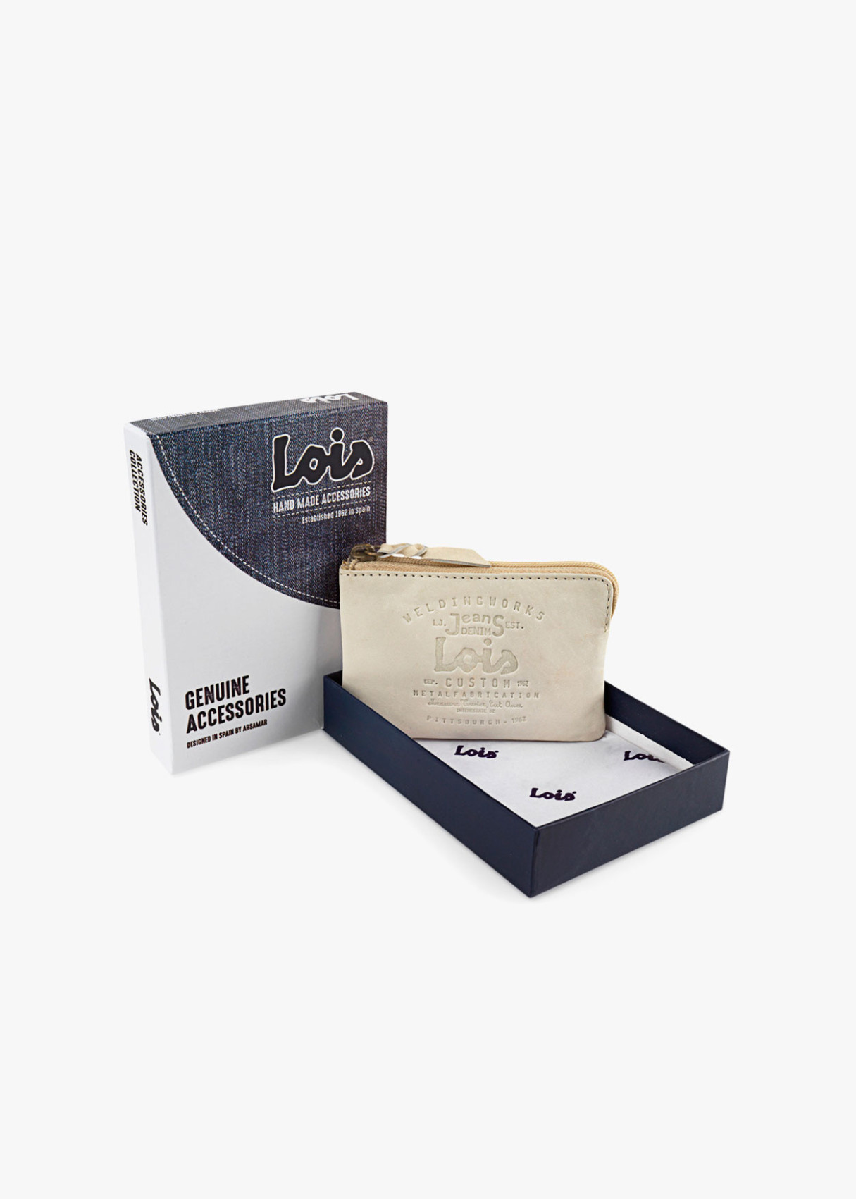 Monedero de cuero vintage beige
