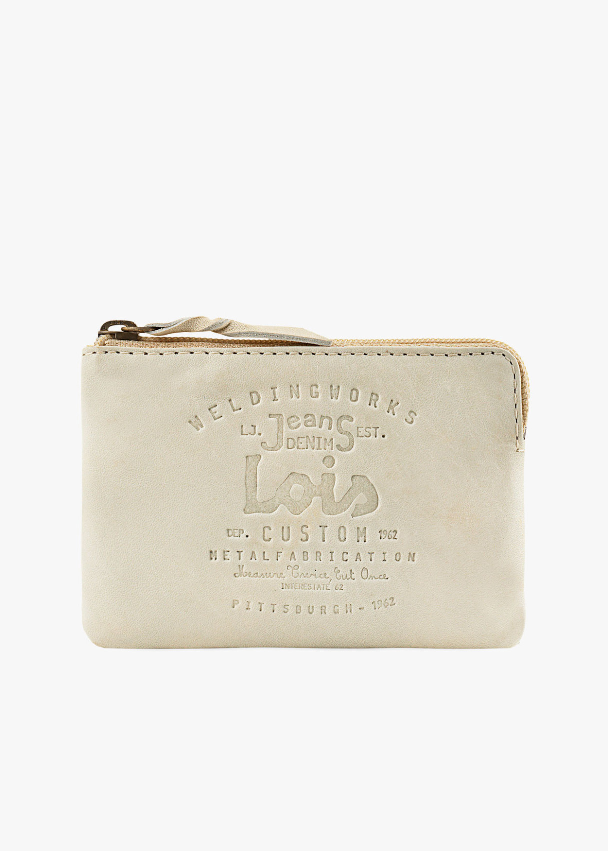 Monedero de cuero vintage beige