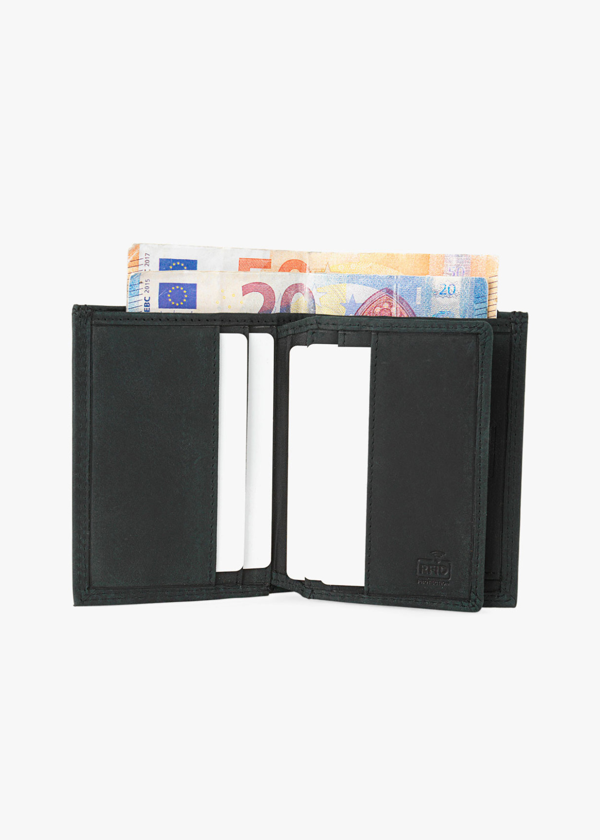 Cartera billetera con monedero cierre elástico de piel negro