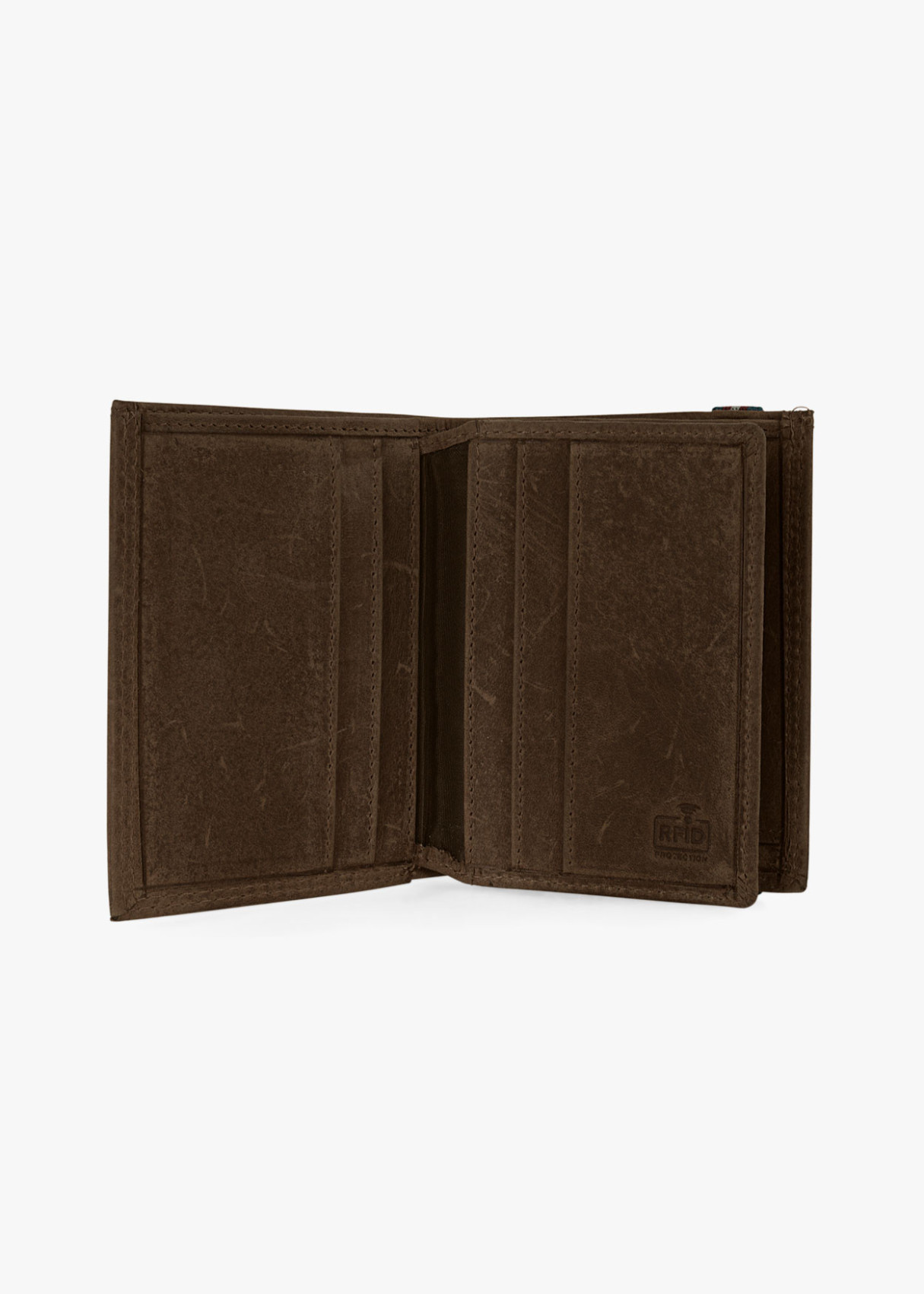 Cartera billetera con monedero cierre elástico de piel marrón