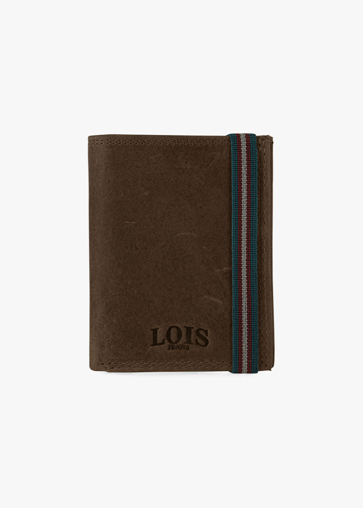 Cartera billetera con monedero cierre elástico de piel marrón