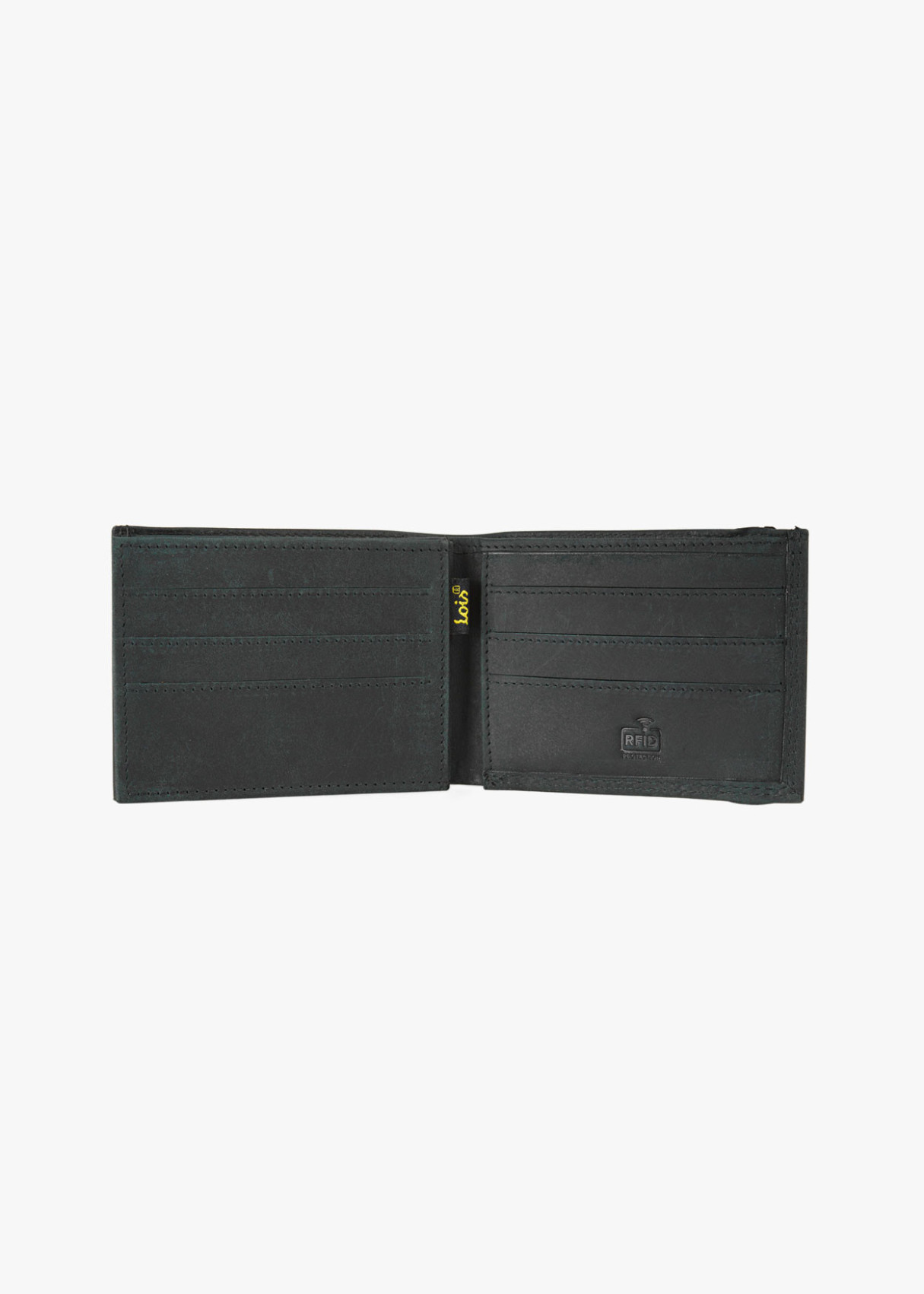 Cartera billetera con monedero cierre elástico a contraste de piel negro