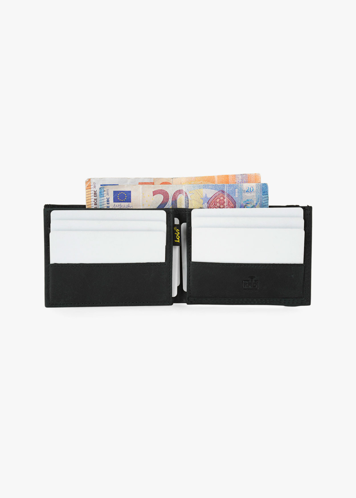 Cartera billetera con monedero cierre elástico a contraste de piel negro