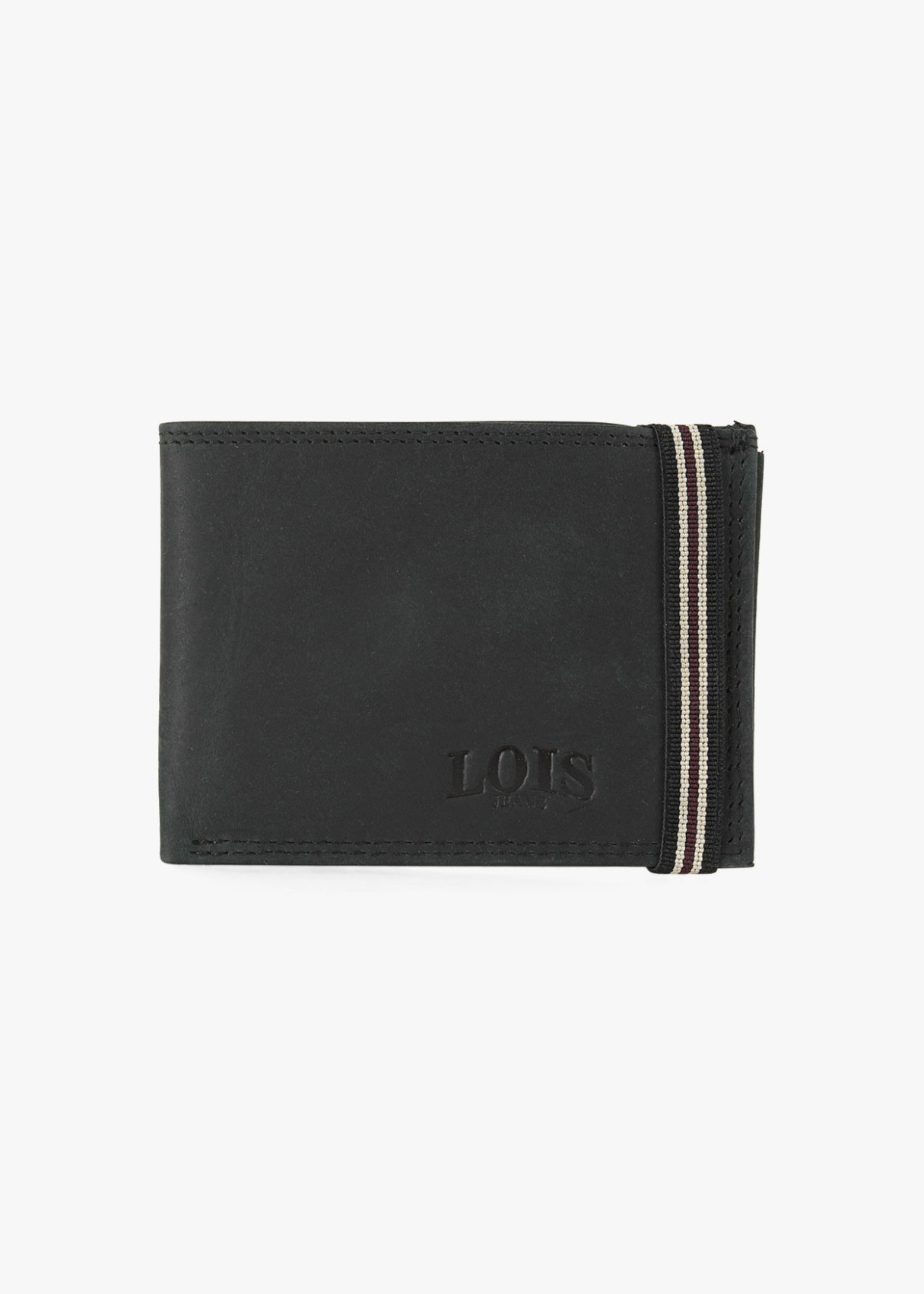 Cartera billetera con monedero cierre elástico a contraste de piel negro
