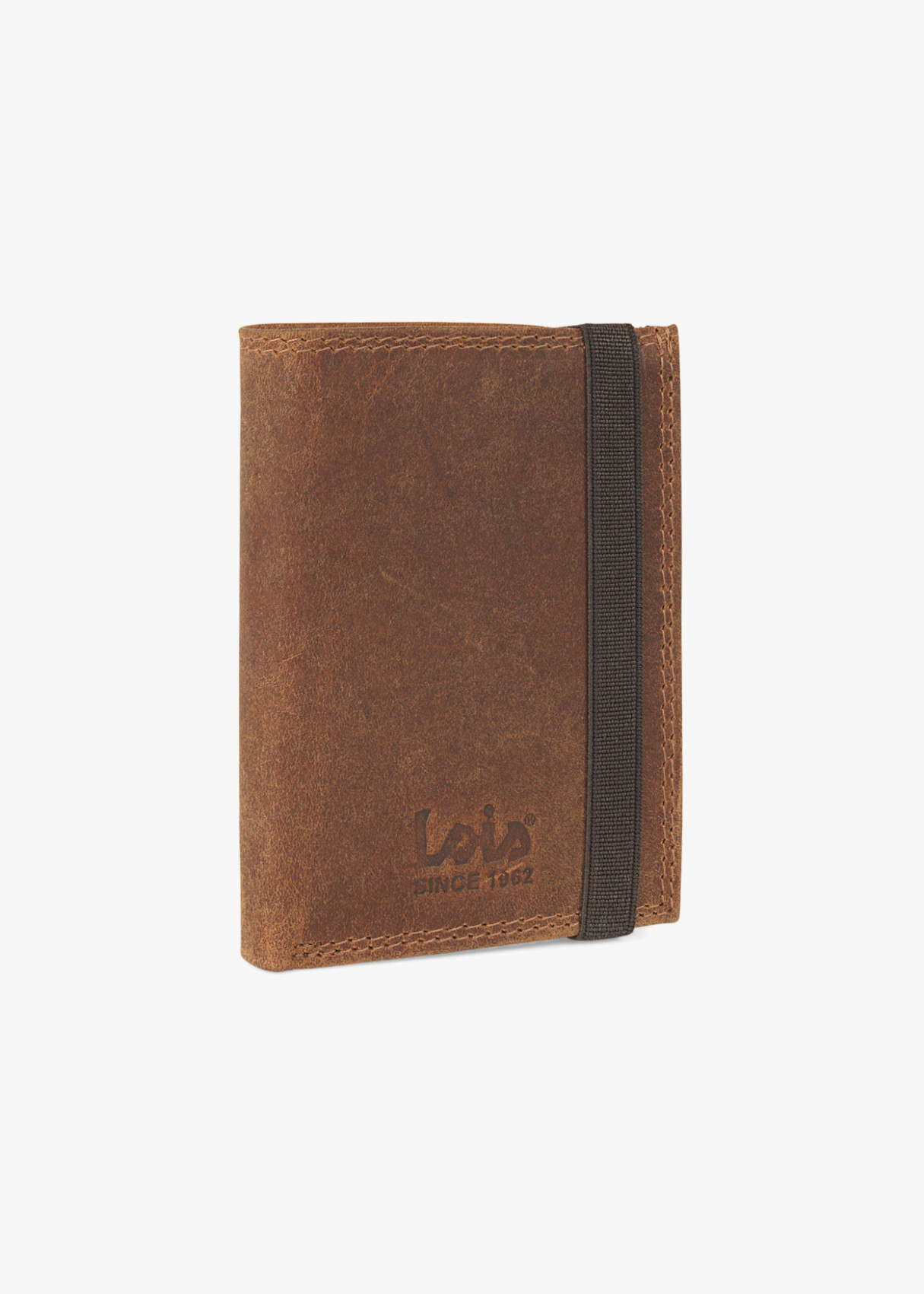 Cartera billetera de piel con monedero y cierre elástico de cuero