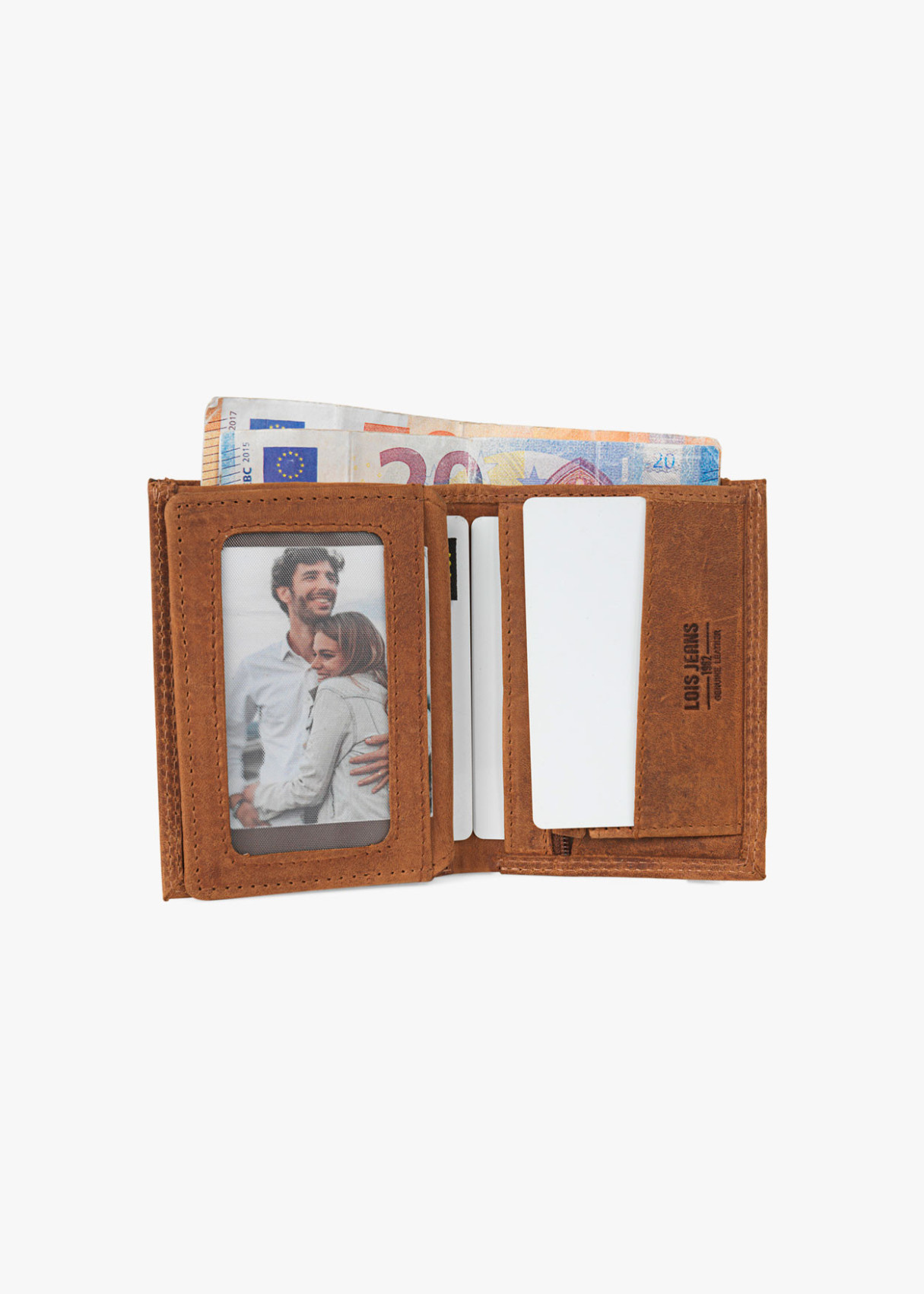 Cartera billetera de piel con monedero y cierre elástico de cuero