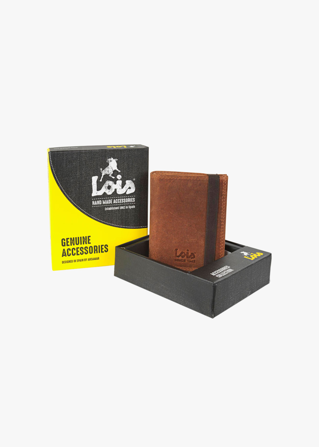 Cartera billetera de piel con monedero y cierre elástico de cuero