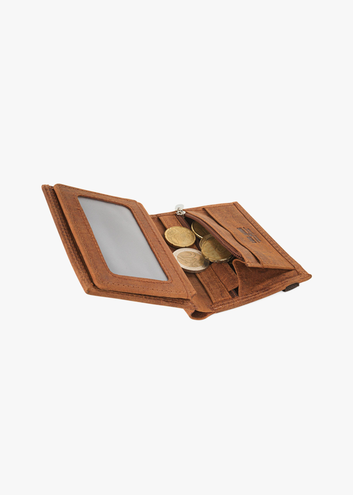 Cartera billetera de piel con monedero y cierre elástico de cuero