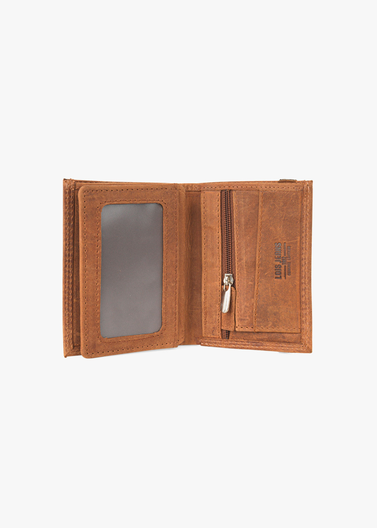 Cartera billetera de piel con monedero y cierre elástico de cuero