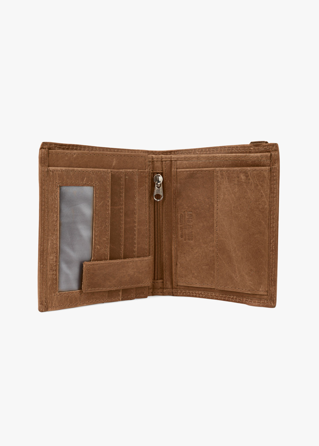 Cartera billetera de piel con monedero con compartimentos y cierre elástico de cuero