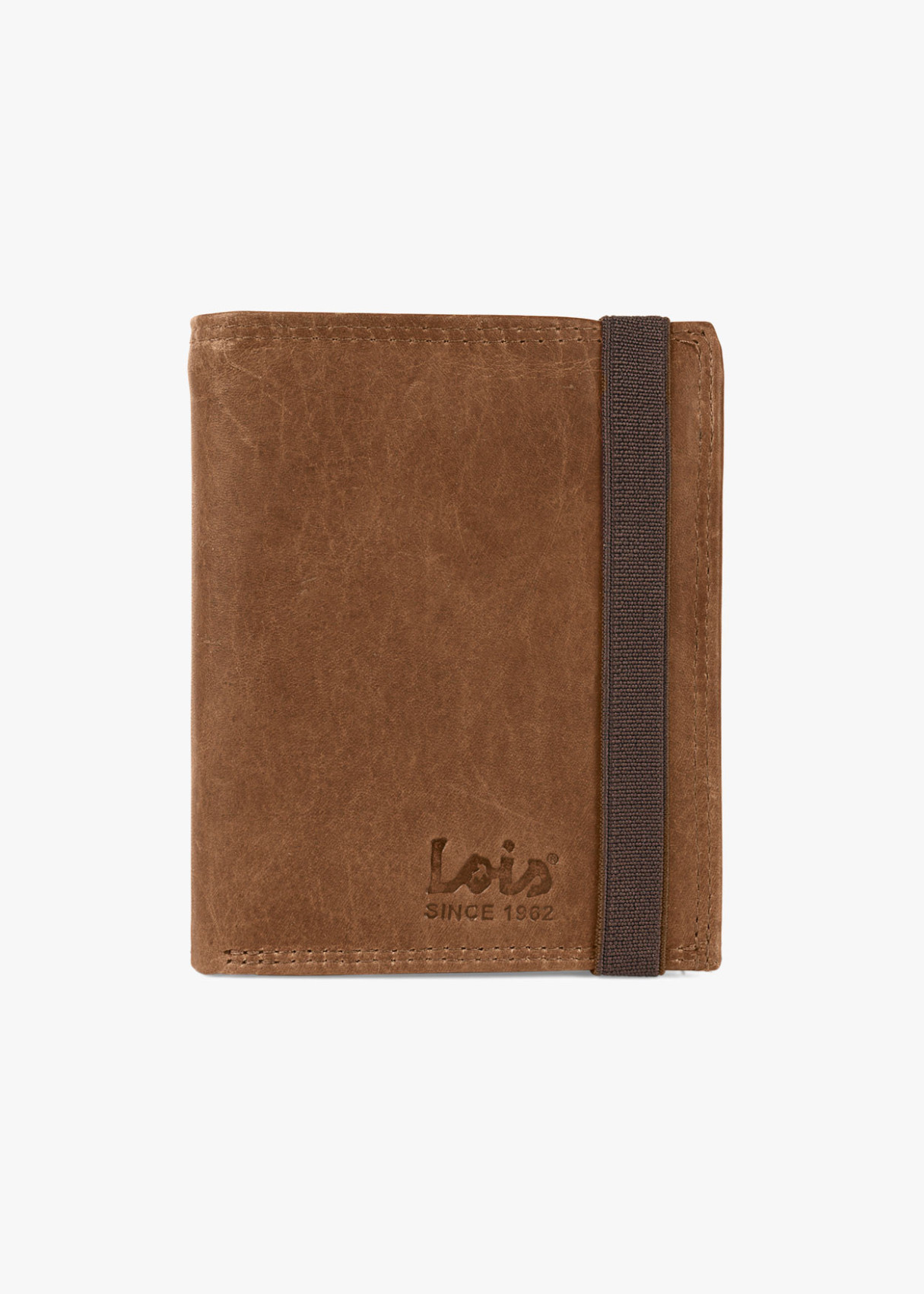 Cartera billetera de piel con monedero con compartimentos y cierre elástico de cuero