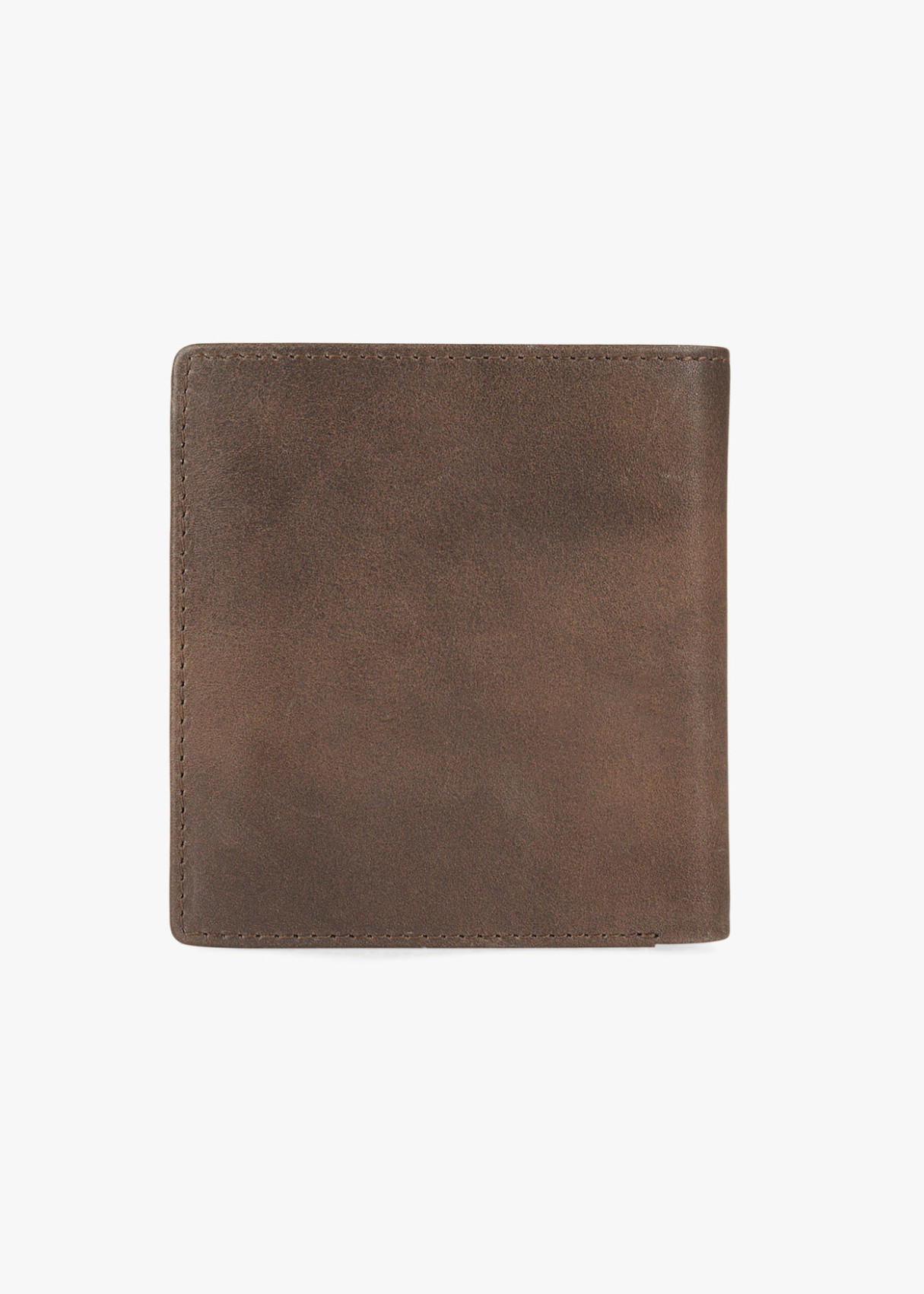 Cartera billetera tarjetero de piel efecto desgastado con logo en relieve marrón