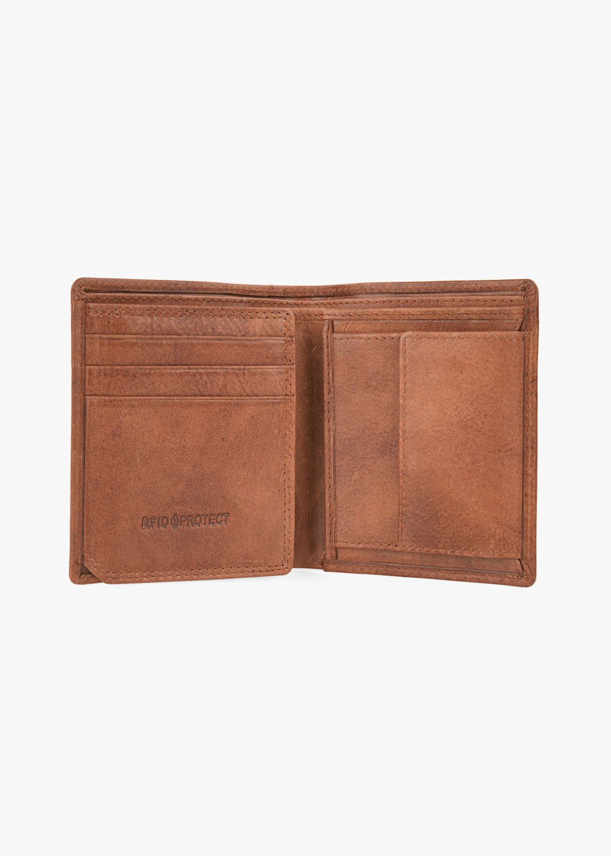 Cartera billetera de piel con monedero y compartimentos de cuero marrón