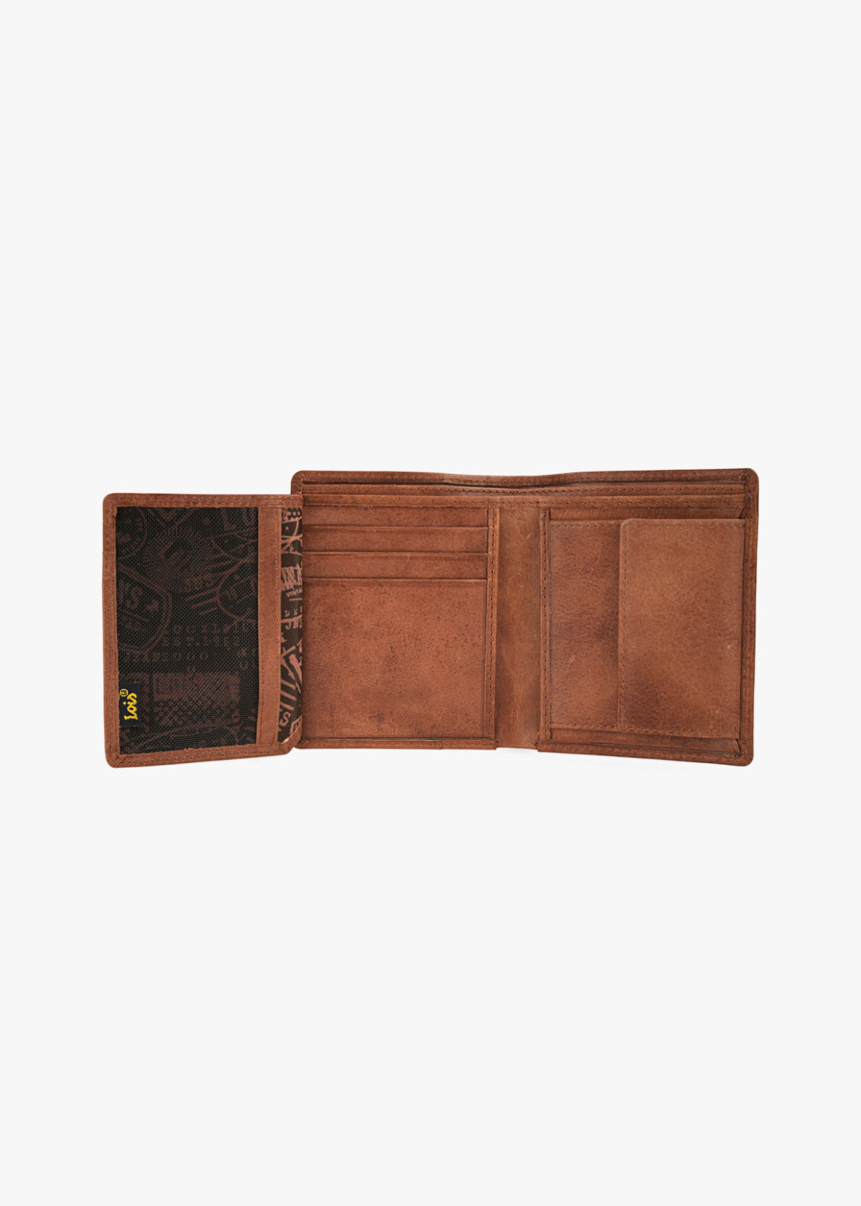 Cartera billetera de piel con monedero y compartimentos de cuero marrón