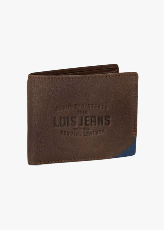 Cartera billetera con monedero y compartimentos horizontal marrón