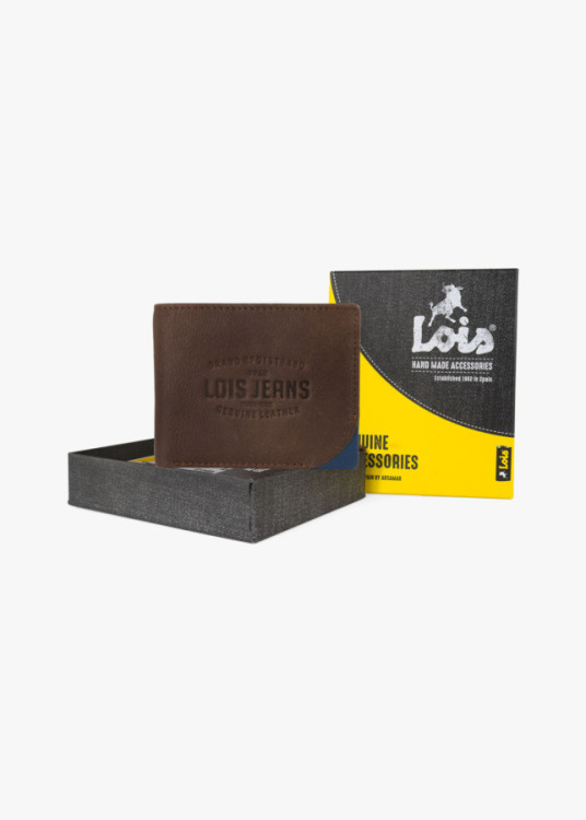 Cartera billetera con monedero y compartimentos horizontal marrón