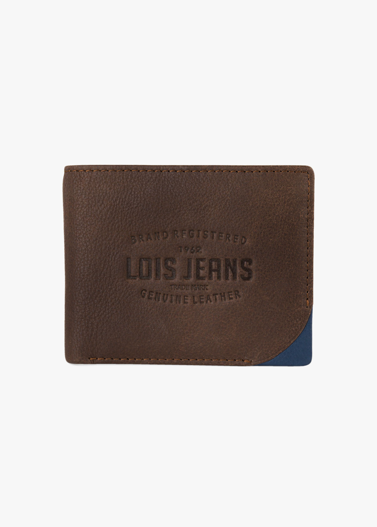 Cartera billetera con monedero y compartimentos horizontal marrón