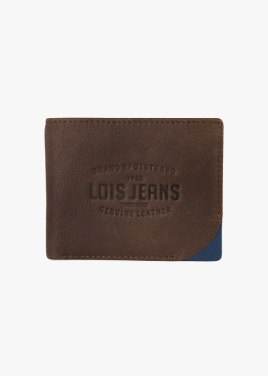 Cartera billetera con monedero y compartimentos horizontal marrón