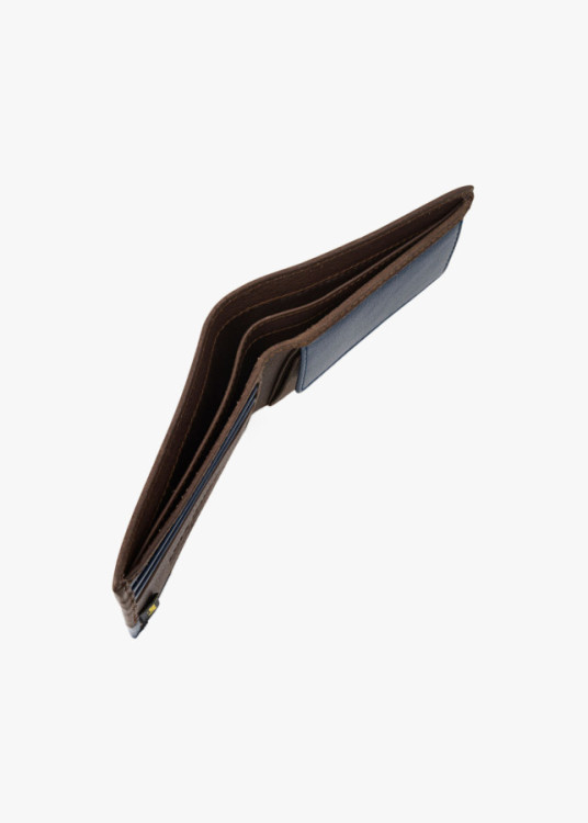 Cartera billetera con monedero y compartimentos horizontal marrón