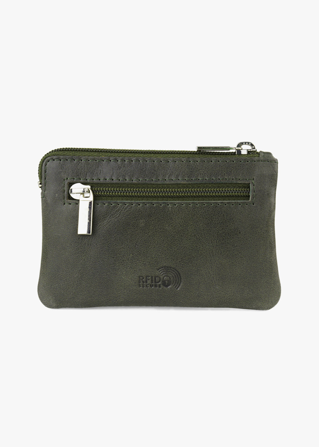 Cartera monedero con llavero verde