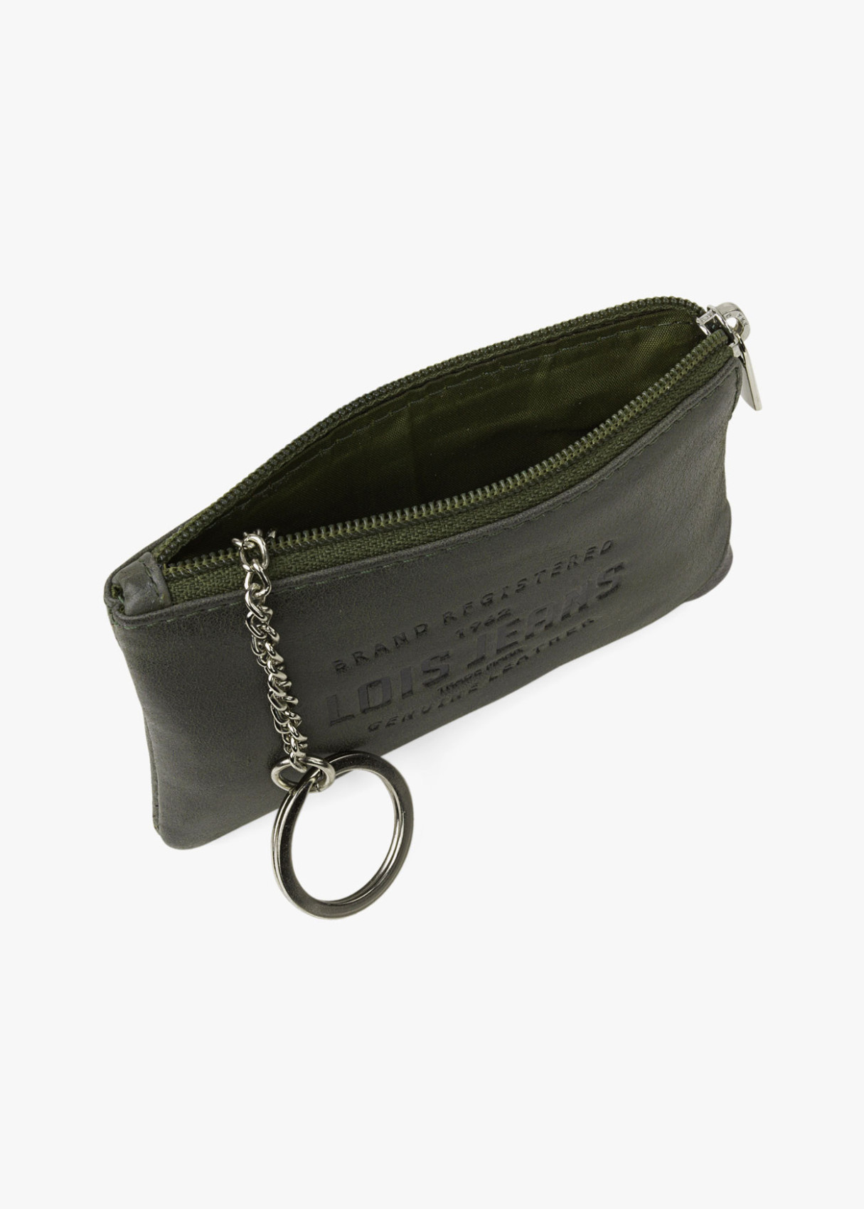Cartera monedero con llavero verde
