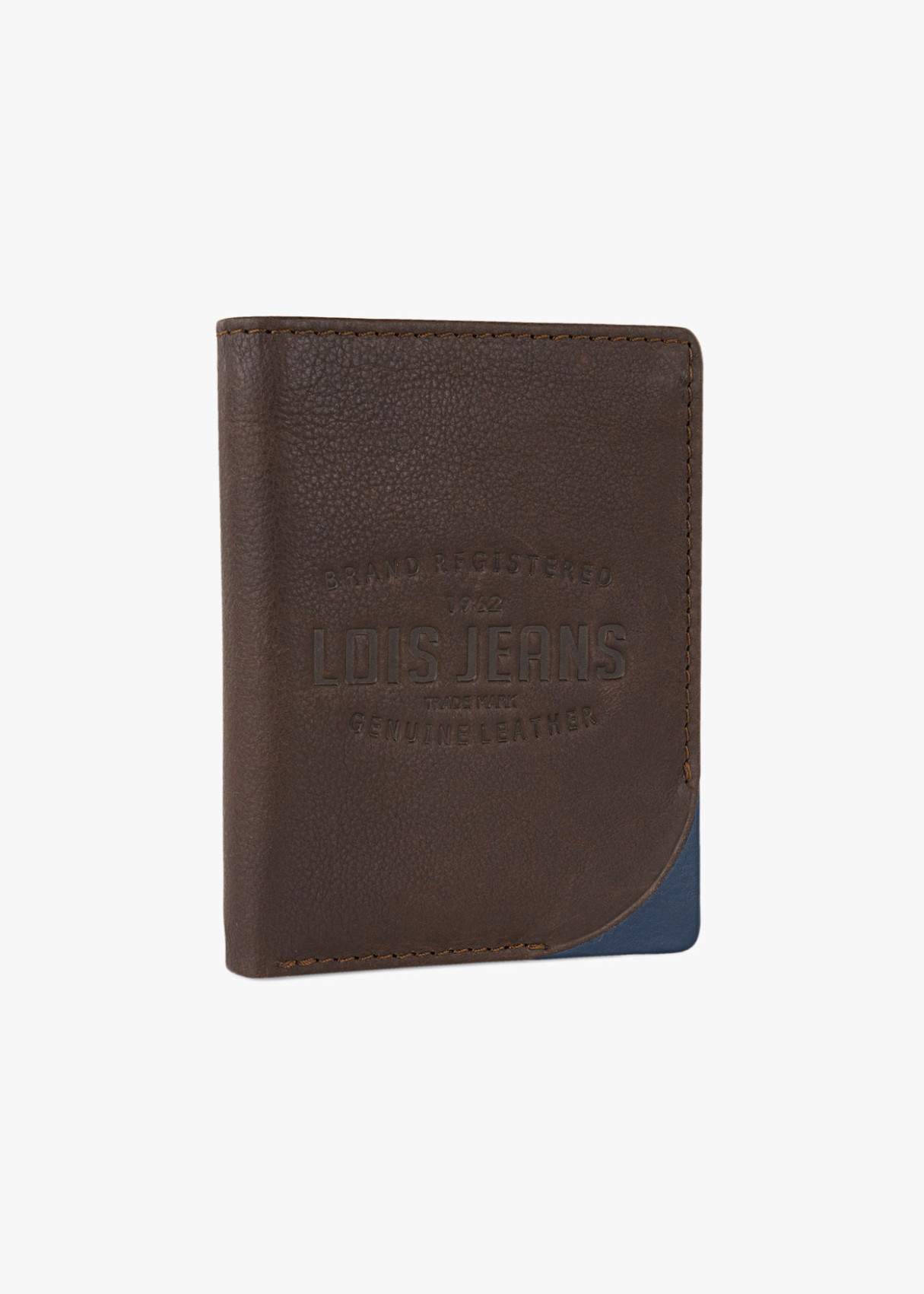 Cartera billetera con monedero y compartimentos vertical logo relieve frontal marrón
