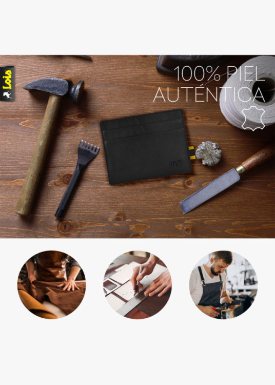 Cartera de Piel con Tarjetero y RFID Antiescaneo negra