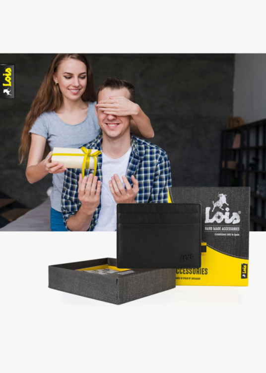 Cartera de Piel con Tarjetero y RFID Antiescaneo negra