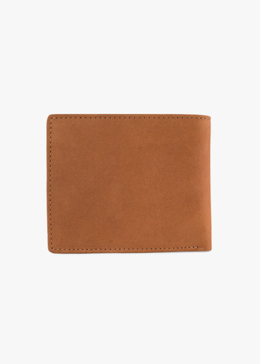 Cartera de piel con monedero grabado frontal cuero