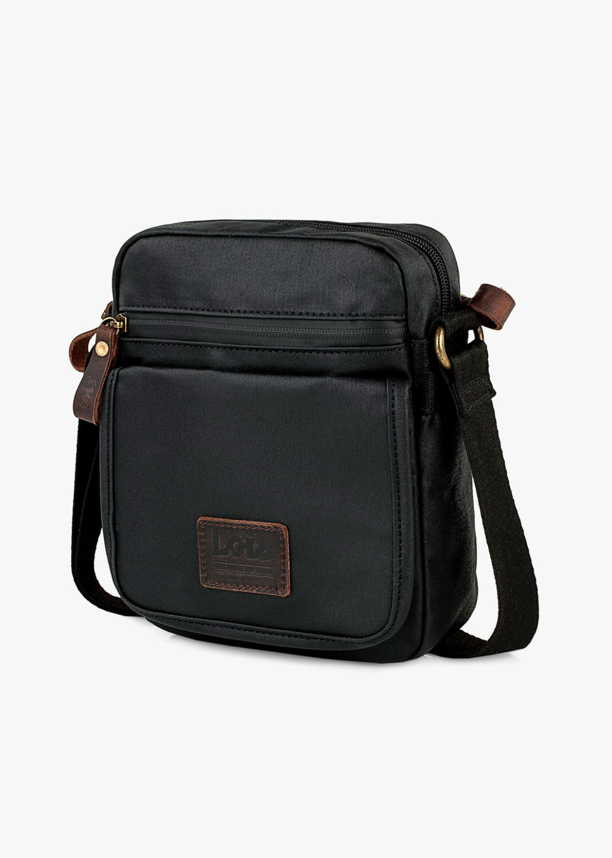 Bolso Bandolera de Lona con solapa negro